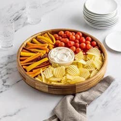 Hy-Vee Seasons Round Acacia Wood Chip And Dip Set