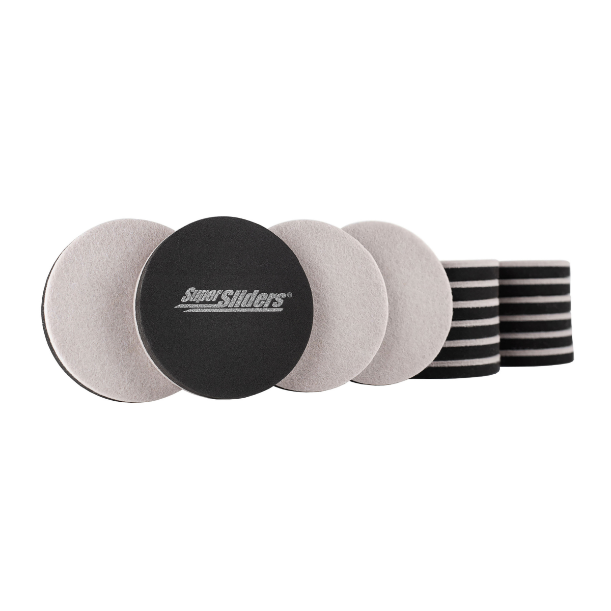 slide 1 of 5, SuperSliders 3-1/2" Beige Round Reusable Felt Furniture Sliders, 16 ct