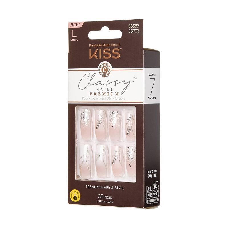 slide 7 of 8, Kiss Classy Premium Nails Long 30 ea, 30 ct