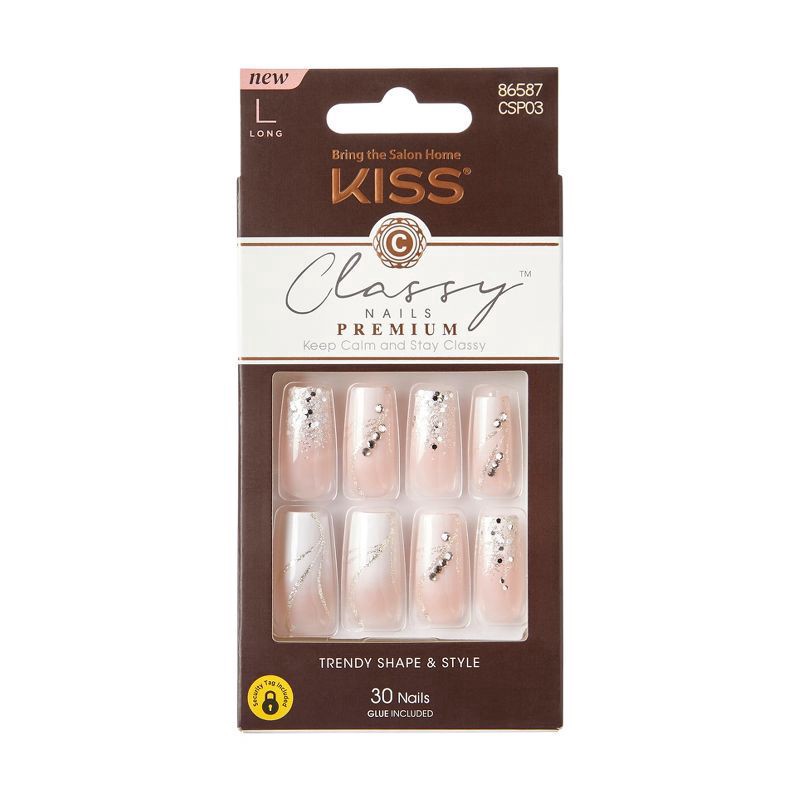 slide 1 of 8, Kiss Classy Premium Nails Long 30 ea, 30 ct