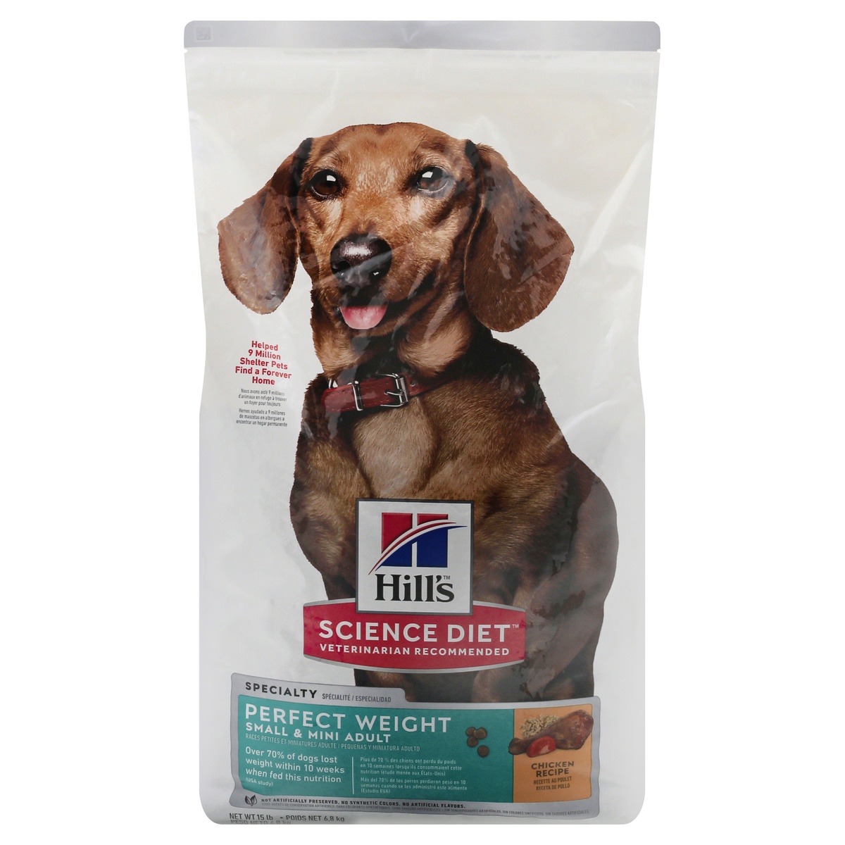 slide 1 of 1, Science Diet Dog Food, Premium, Chicken Recipe, Perfect Weight, Specialty, Small & Mini Adult, 15 lb