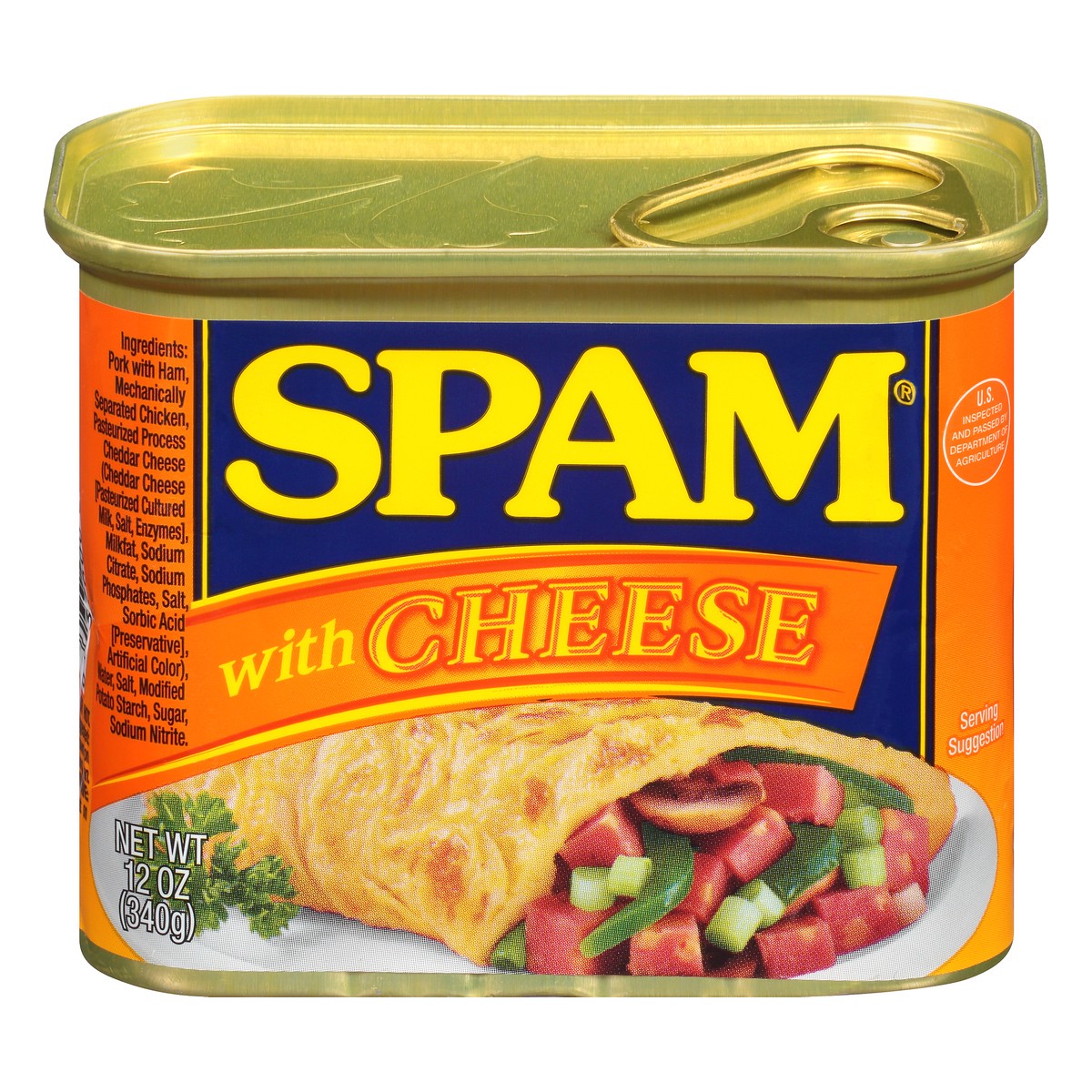 slide 2 of 14, SPAM with Cheese Canned Meat 12 oz. Pull-Top Can, 1 ct
