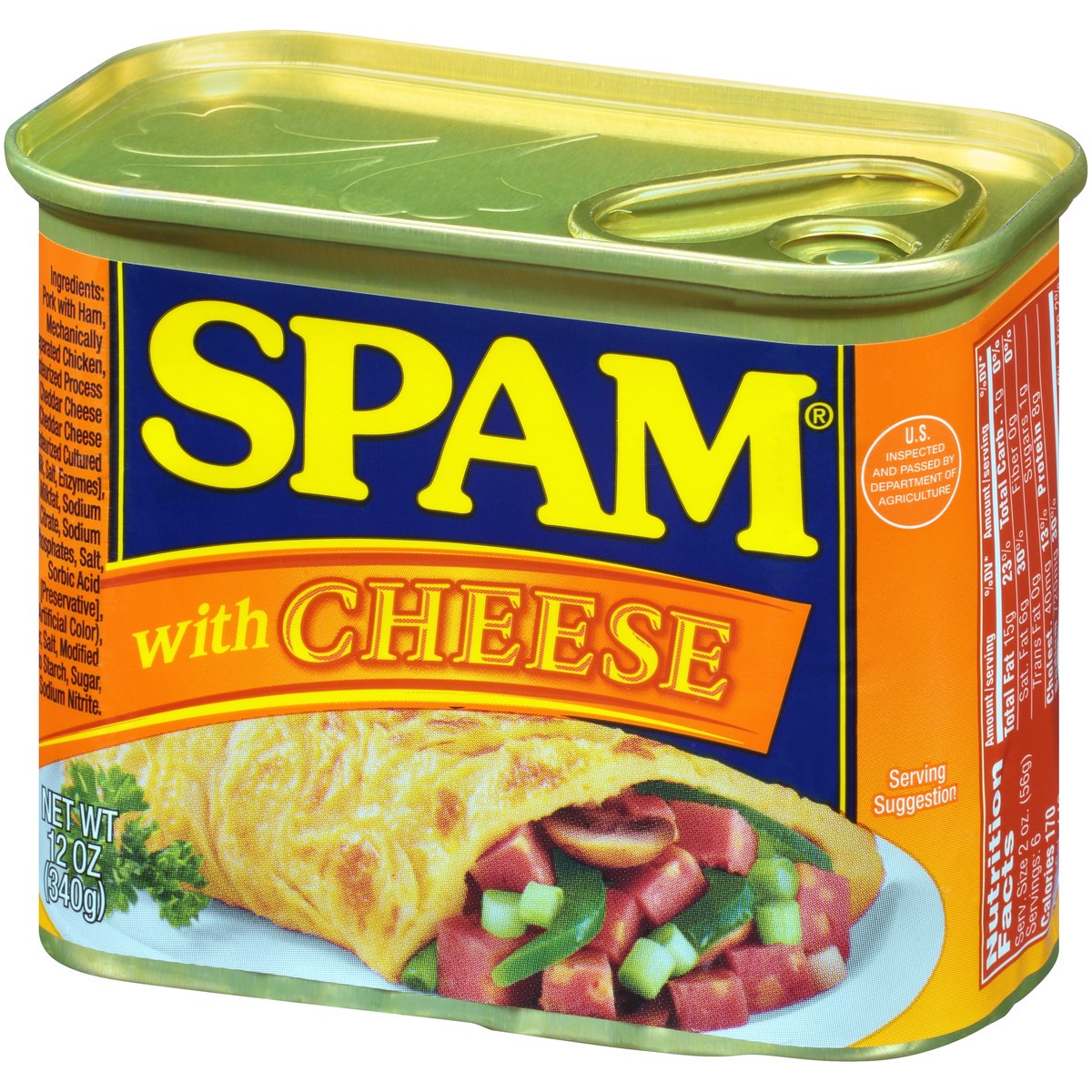 slide 5 of 14, SPAM with Cheese Canned Meat 12 oz. Pull-Top Can, 1 ct