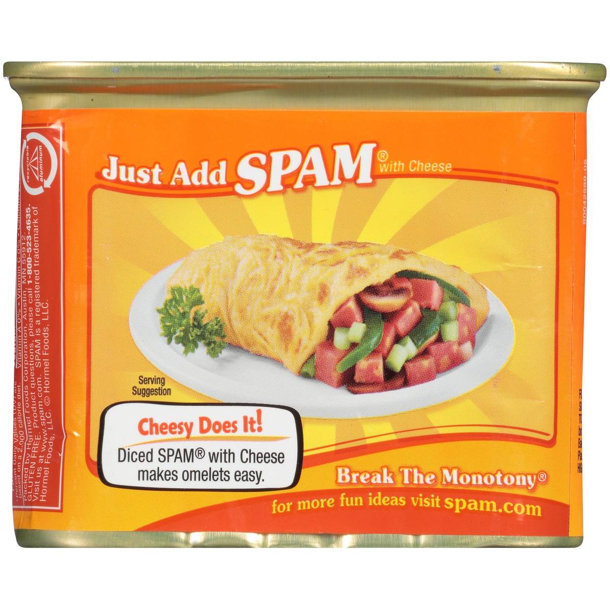 slide 9 of 14, SPAM with Cheese Canned Meat 12 oz. Pull-Top Can, 1 ct