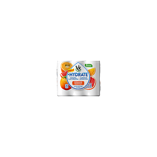 slide 4 of 8, V8 +Hydrate Plant-Based Hydrating Orange Grapefruit Beverage, 6 ct; 8 fl oz
