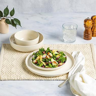 slide 1 of 1, Hy-Vee Seasons Serenity Dinnerware In Linen, Set Of 16, 161 ct