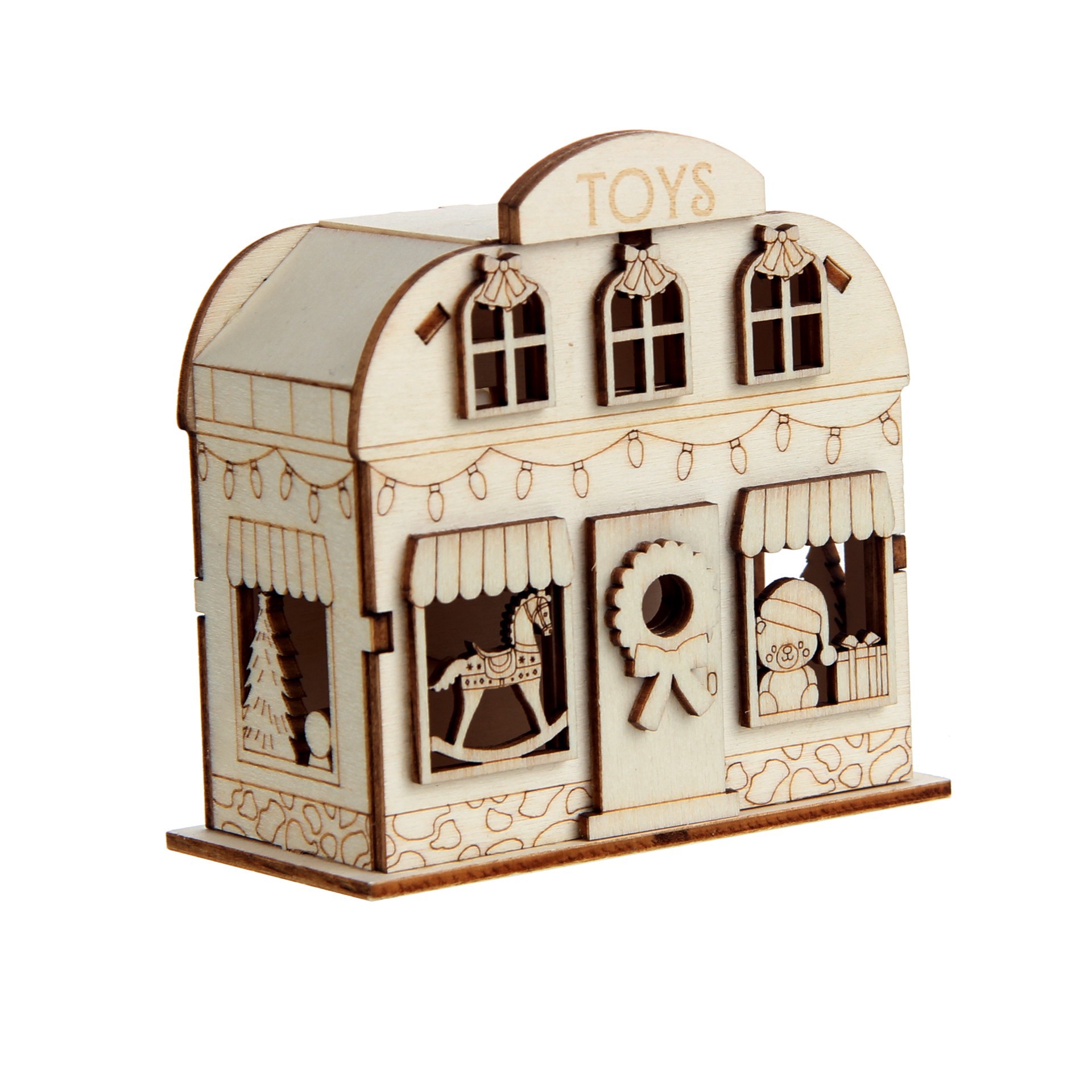 slide 2 of 5, 3.75" Unfinished Toy Store Diy Led Wood Decor By Make Market, 3.75 in