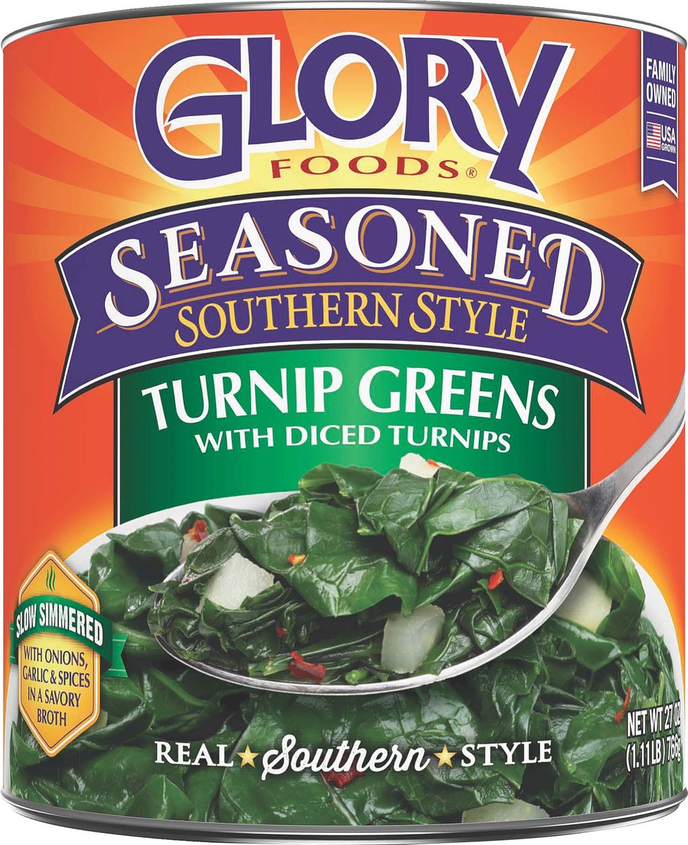 slide 3 of 5, Glory Foods Glory Seasoned Turnip Greens w/ Roots, 27 oz