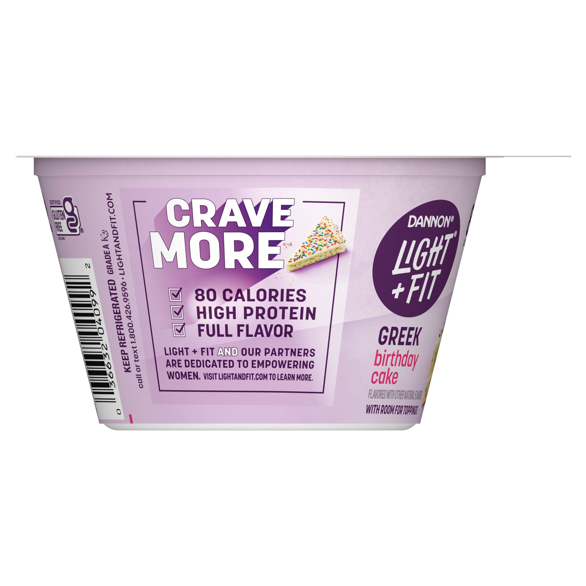 slide 4 of 5, Dannon Light + Fit Birthday Cake Greek Fat Free Yogurt, 5.3 OZ Yogurt Cup, 5.3 oz