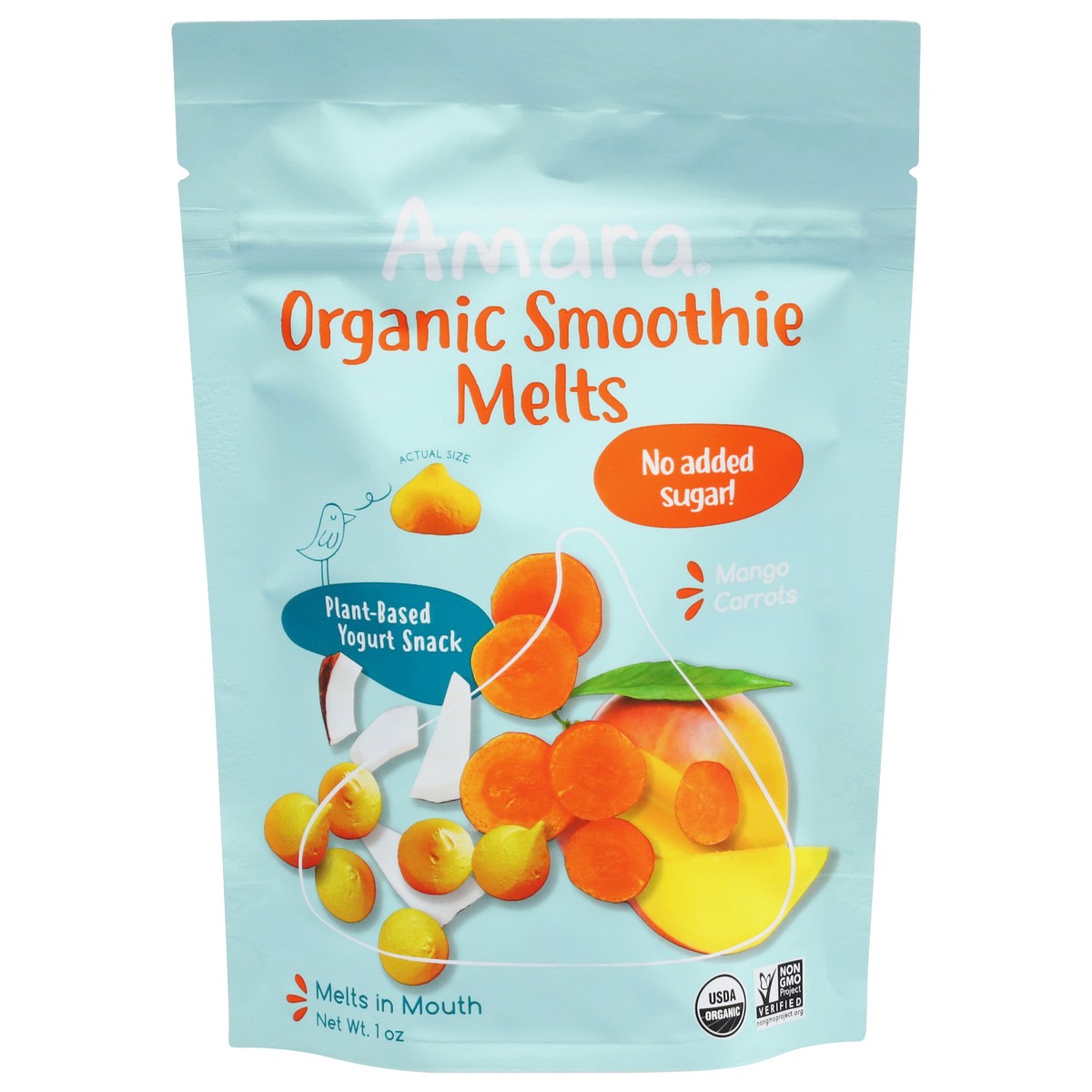 slide 1 of 11, Amara Organic Mango Carrots Smoothie Melts 1 oz, 1 oz