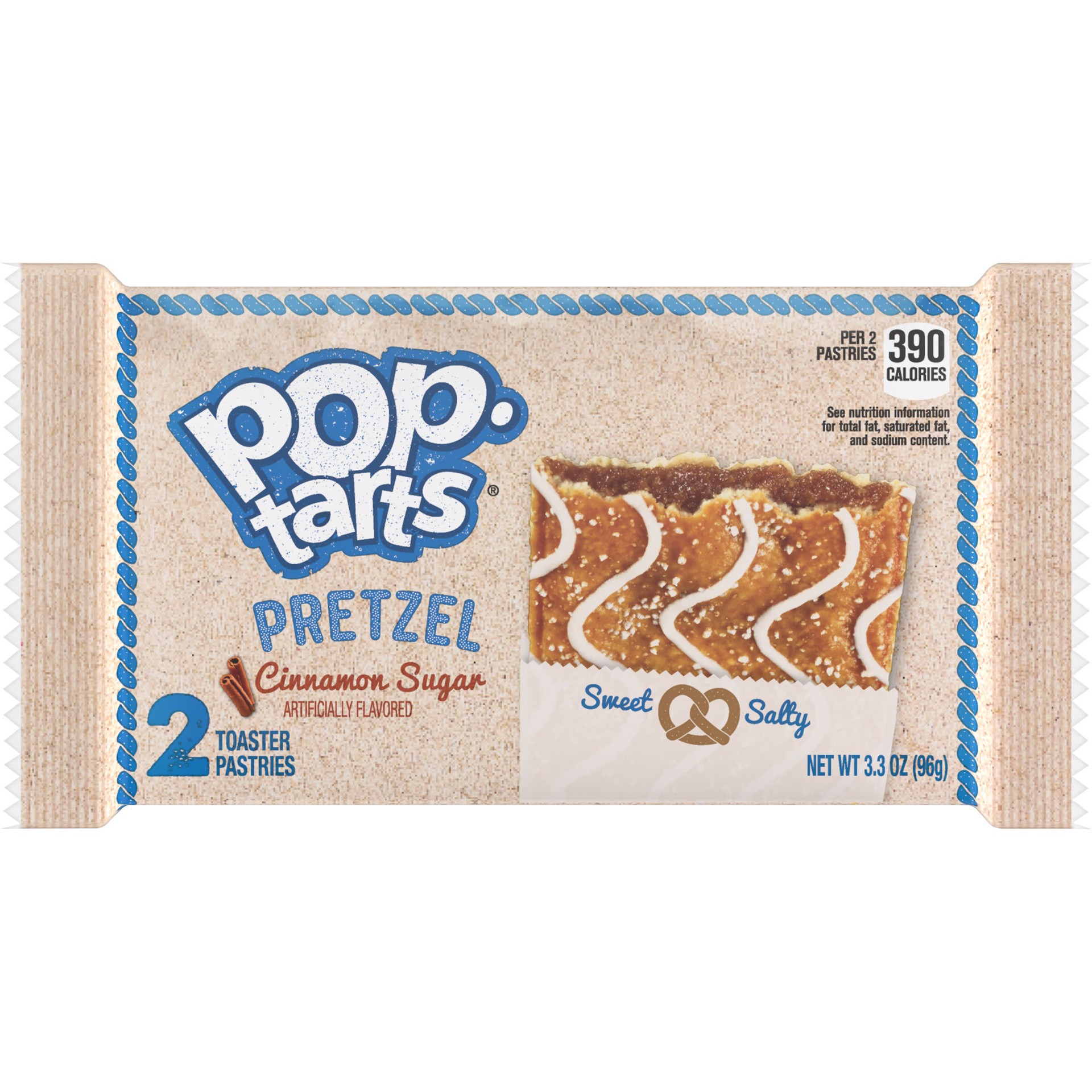 slide 1 of 8, Pop-Tarts Pretzel Toaster Pastries Cinnamon Sugar Drizzle, 3.3 oz, 3.3 oz