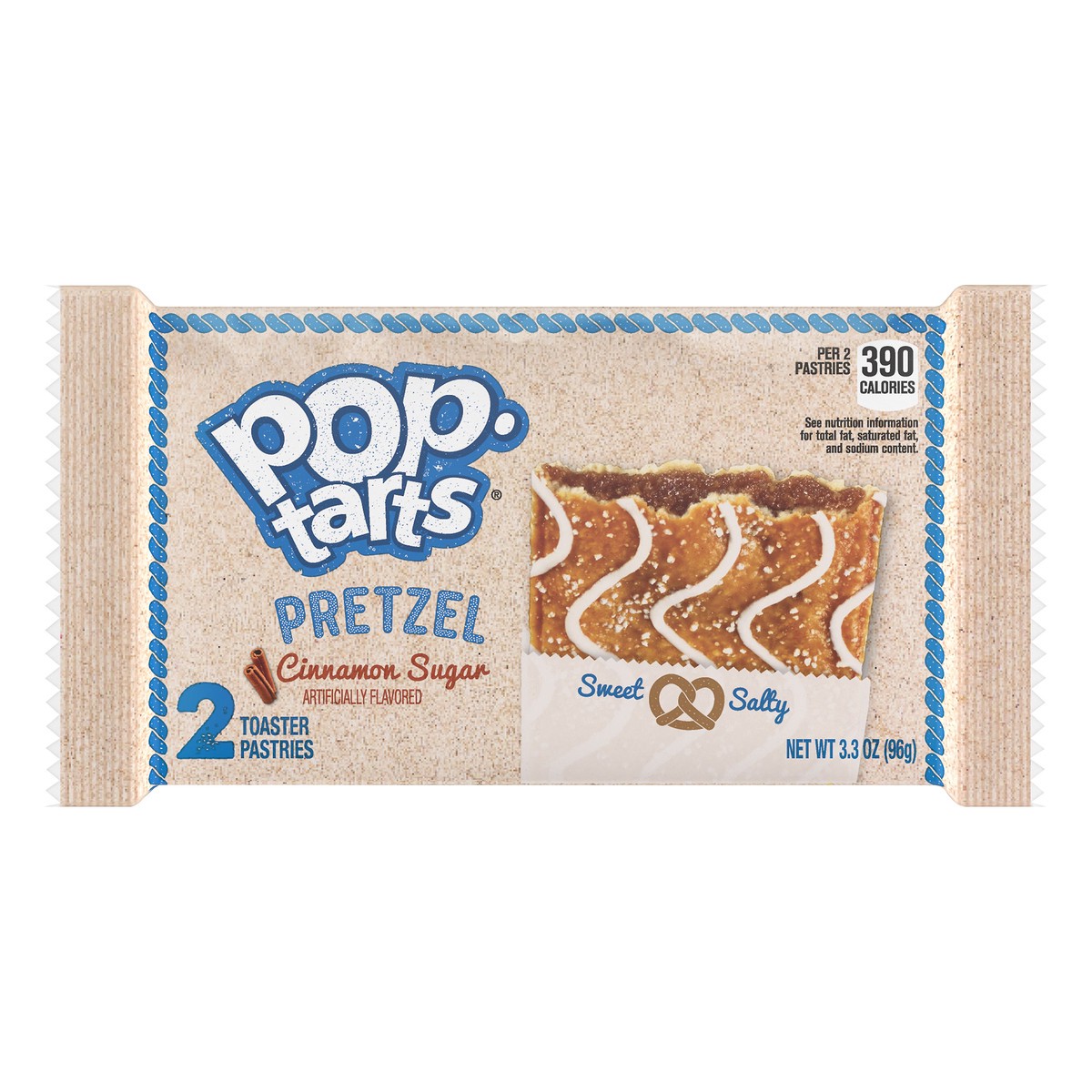 slide 1 of 8, Pop-Tarts Pretzel Toaster Pastries Cinnamon Sugar Drizzle, 3.3 oz, 3.3 oz