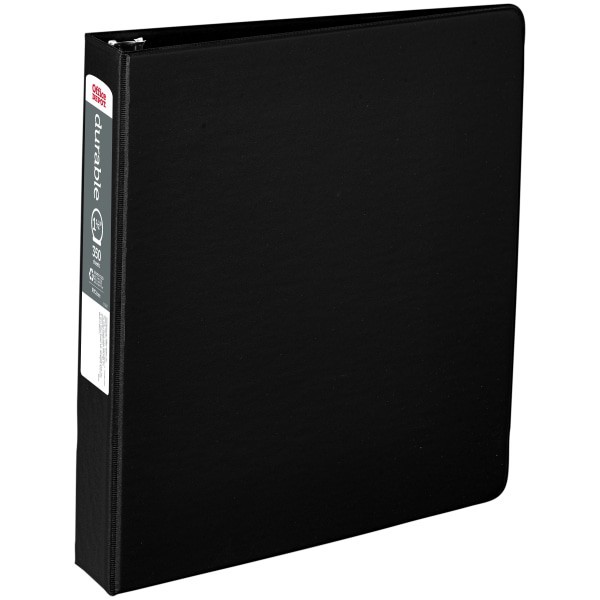 slide 1 of 5, Office Depot Brand Nonstick Round-Ring Binder, 1 1/2'' Rings, 64% Recycled, Black, 1 ct