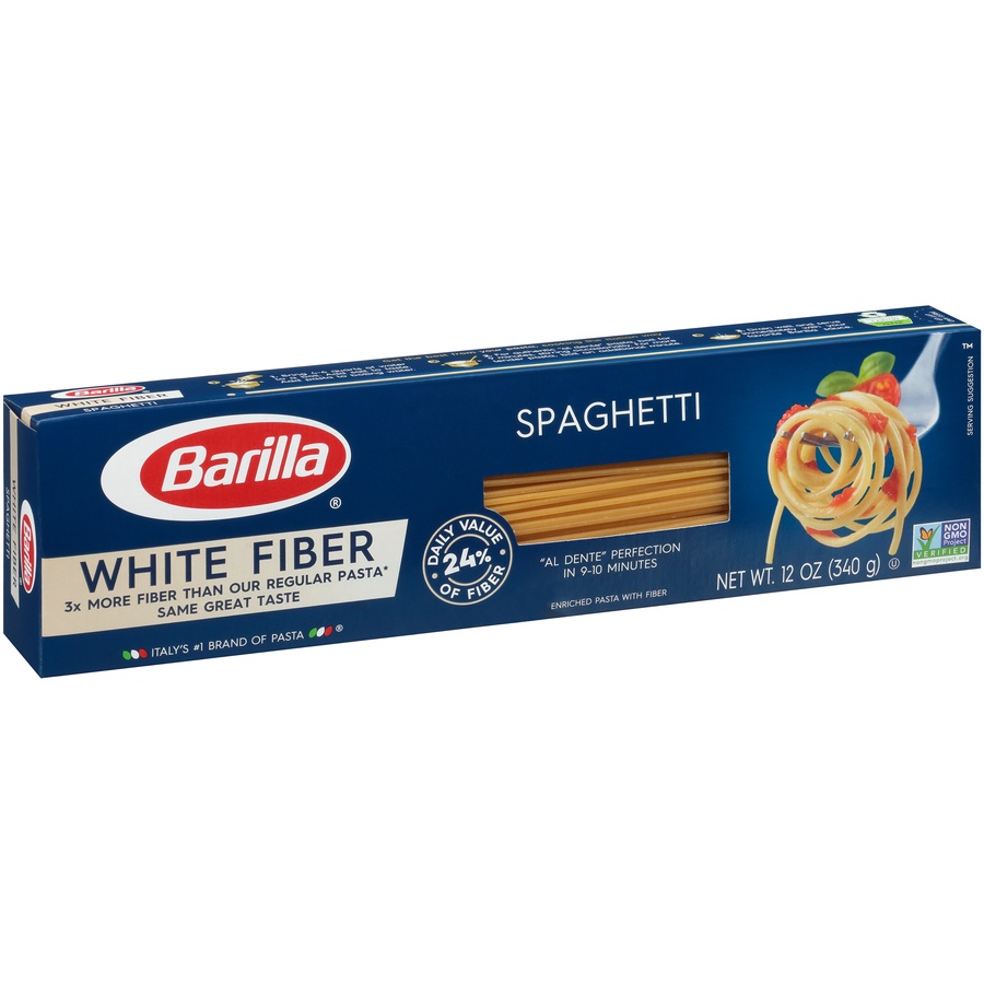 slide 2 of 8, Barilla White Fiber Spaghetti, 12 oz