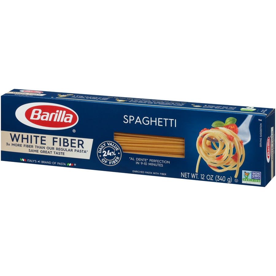 slide 3 of 8, Barilla White Fiber Spaghetti, 12 oz