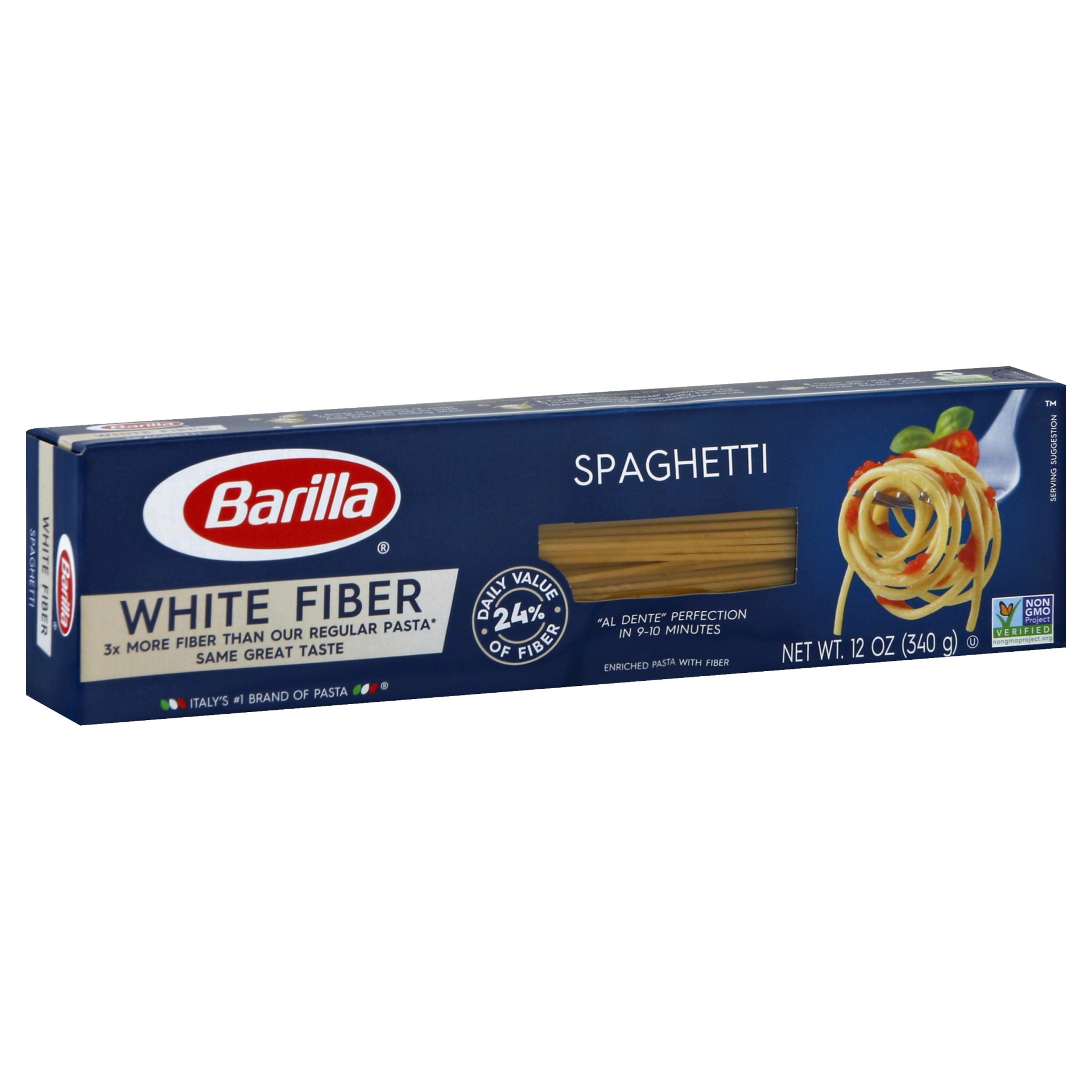 slide 1 of 8, Barilla White Fiber Spaghetti, 12 oz