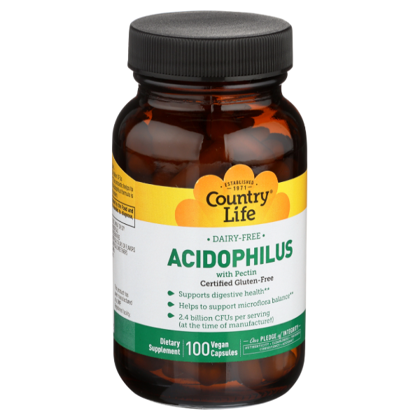 slide 1 of 1, Country Life Dairy-free Acidophilus Dietary Supplement, 100 ct