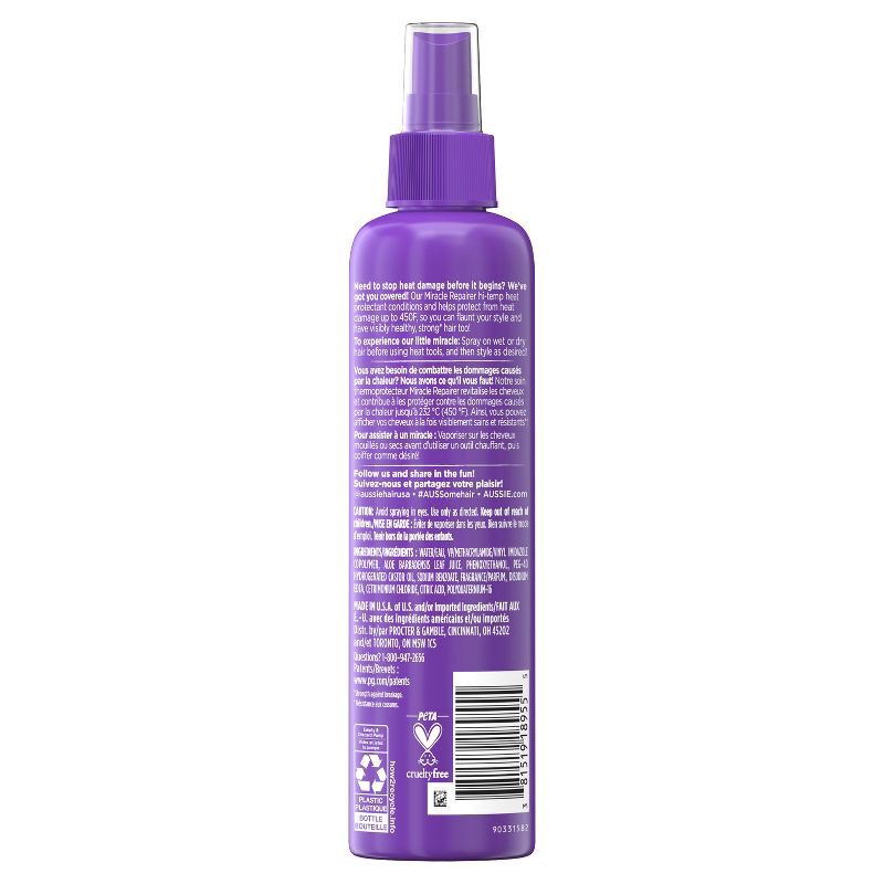 slide 2 of 11, Aussie Mrcl Rpr Hi Tmp Heat Prtct Ale, 8.5 oz