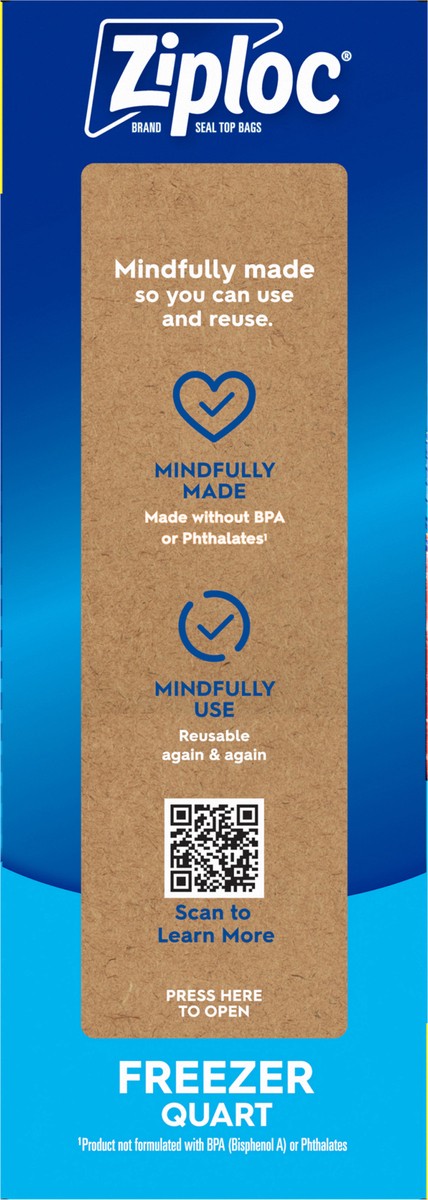 slide 4 of 12, Ziploc Brand Freezer Bags with New Stay Open Design, Quart, 24, Patented Stand-up Bottom, Easy to Fill Freezer Bag, Unloc a Free Set of Hands in the Kitchen, Microwave Safe, BPA Free, 24 ct