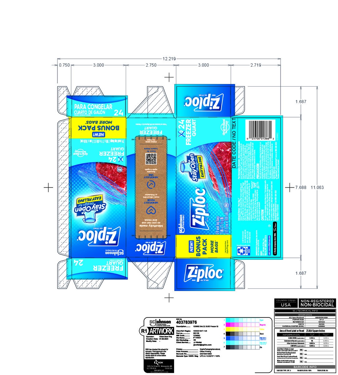 slide 5 of 12, Ziploc Brand Freezer Bags with New Stay Open Design, Quart, 24, Patented Stand-up Bottom, Easy to Fill Freezer Bag, Unloc a Free Set of Hands in the Kitchen, Microwave Safe, BPA Free, 24 ct