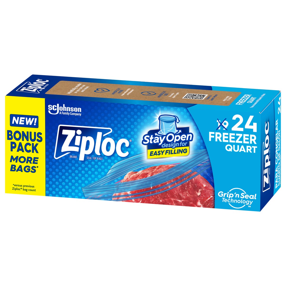 slide 11 of 12, Ziploc Brand Freezer Bags with New Stay Open Design, Quart, 24, Patented Stand-up Bottom, Easy to Fill Freezer Bag, Unloc a Free Set of Hands in the Kitchen, Microwave Safe, BPA Free, 24 ct