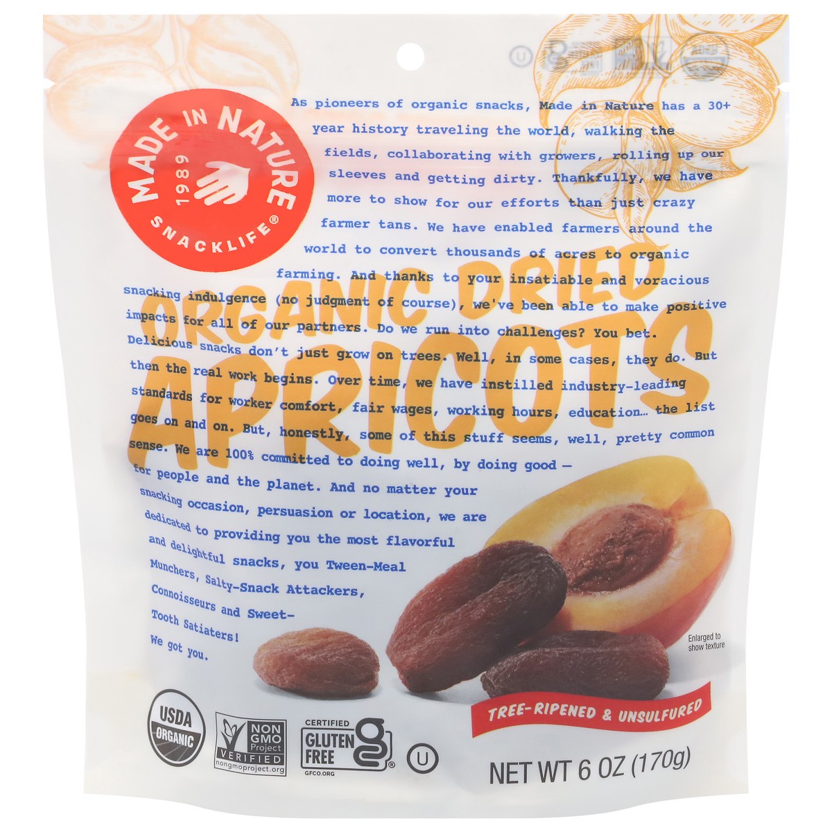 slide 1 of 9, Made in Nature Snacklife Dried Organic Apricots 6 oz, 6 oz