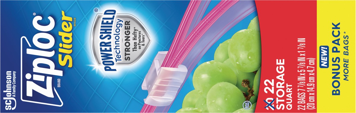 slide 5 of 10, Ziploc Slider Quart Storage Bag 22 Ct, 22 ct