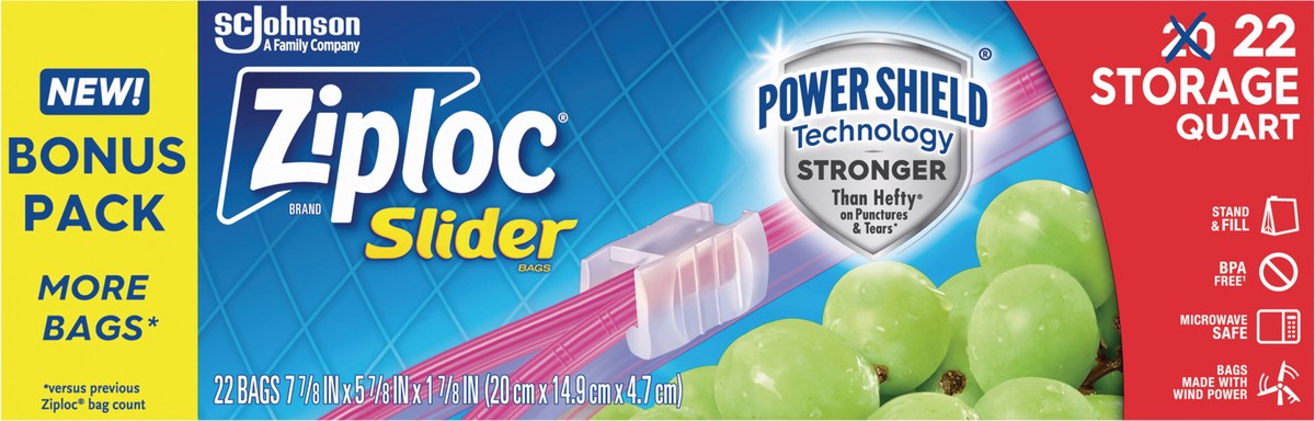 slide 10 of 10, Ziploc Slider Quart Storage Bag 22 Ct, 22 ct
