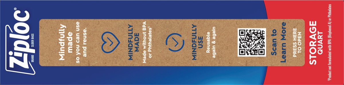 slide 9 of 10, Ziploc Slider Quart Storage Bag 22 Ct, 22 ct