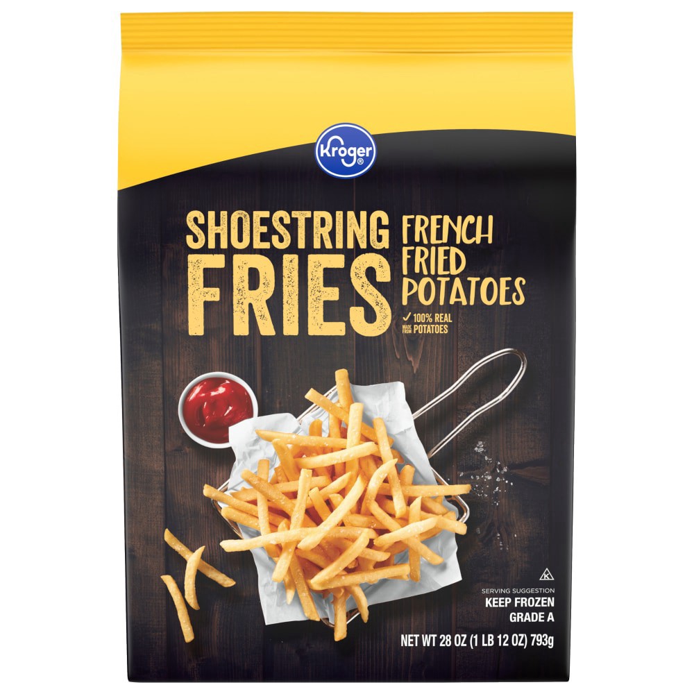 slide 1 of 4, Kroger Shoestring Fries, 28 oz