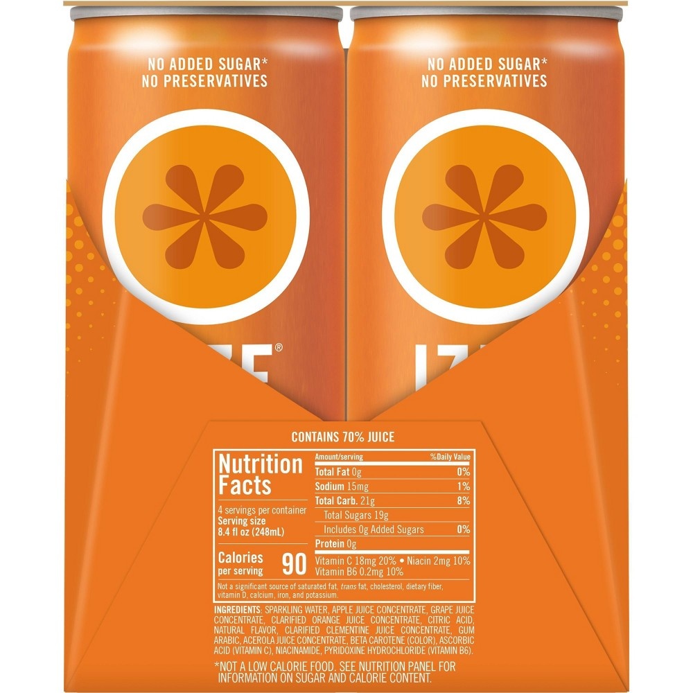 slide 2 of 3, Izze Clementine Sparkling Beverage, 4 ct; 8.4 fl oz