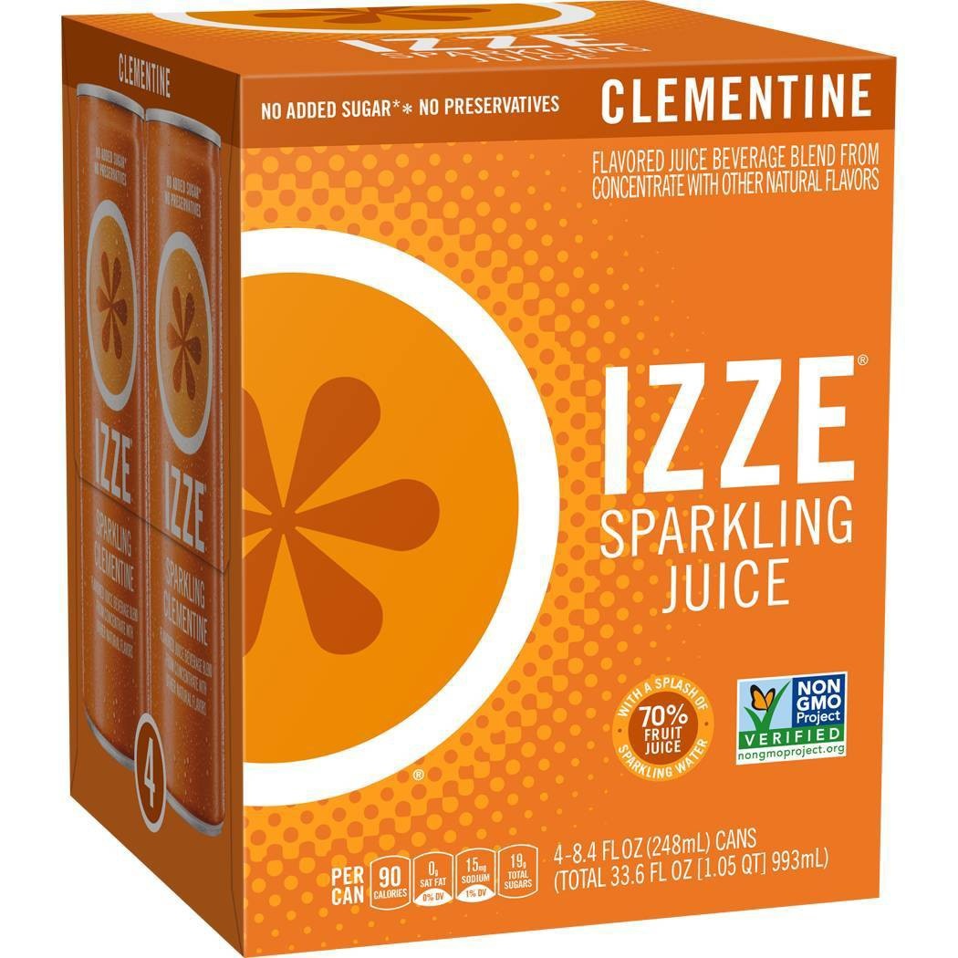 slide 1 of 3, Izze Clementine Sparkling Beverage, 4 ct; 8.4 fl oz