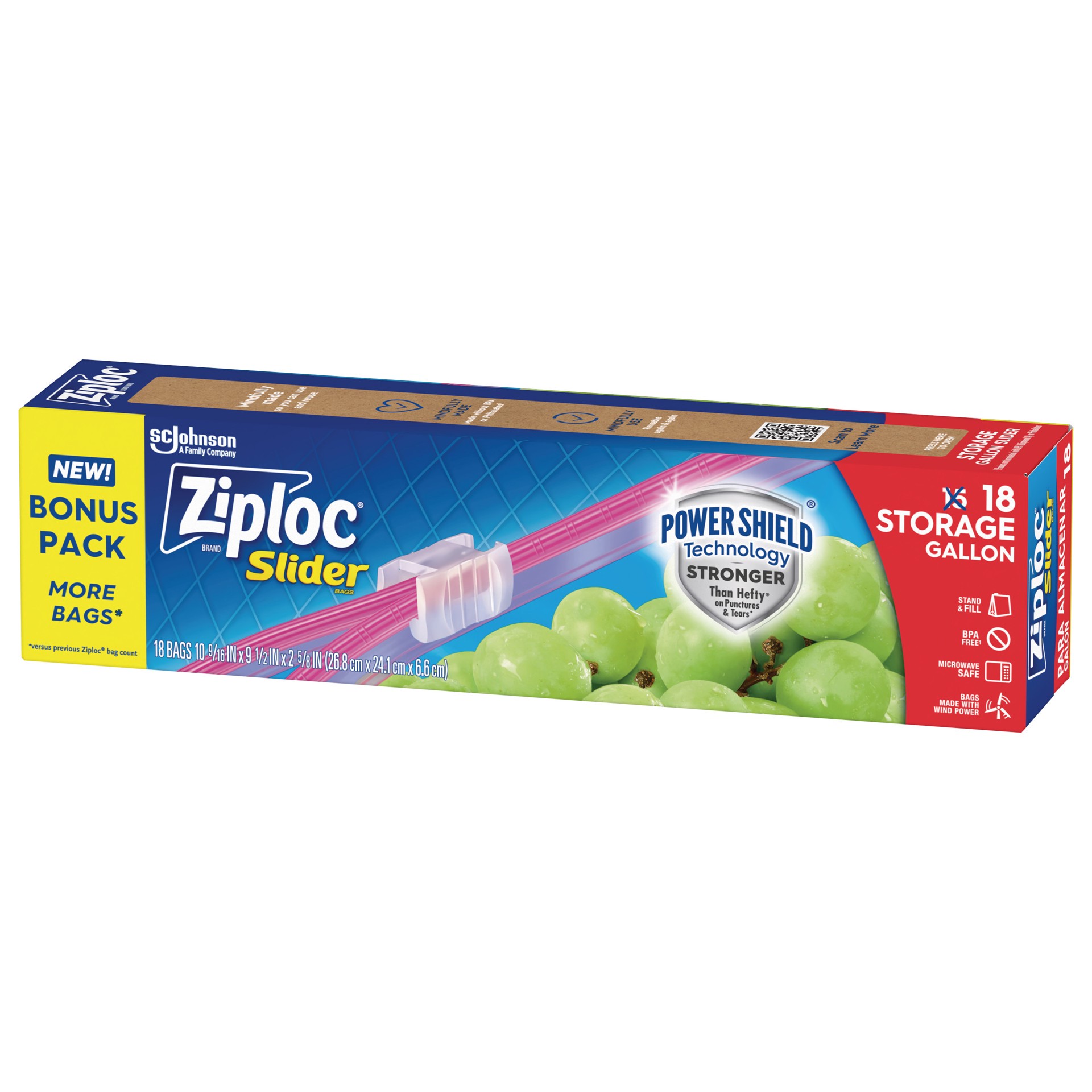 slide 4 of 4, Ziploc Slider Gallon Storage Bag 18 Ct, 18 ct