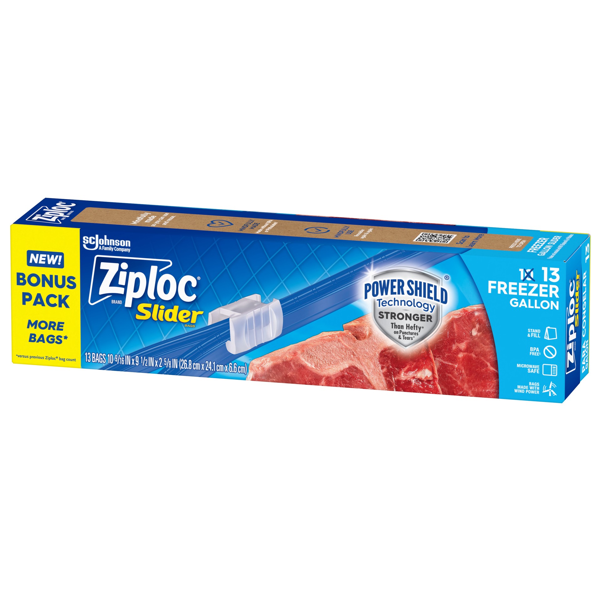 slide 3 of 4, Ziploc Slider Gallon Freezer Bag 13 Ct, 13 ct