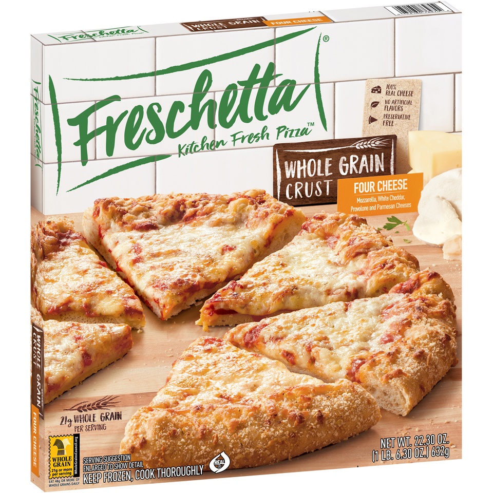 slide 2 of 8, Freschetta Whole Grain Crust Four Cheese Pizza, 22.3 oz