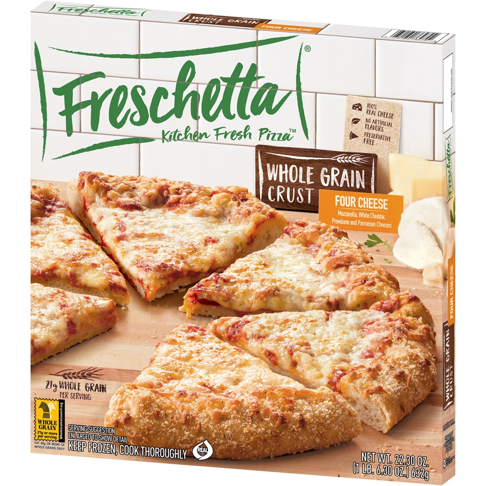 slide 3 of 8, Freschetta Whole Grain Crust Four Cheese Pizza, 22.3 oz