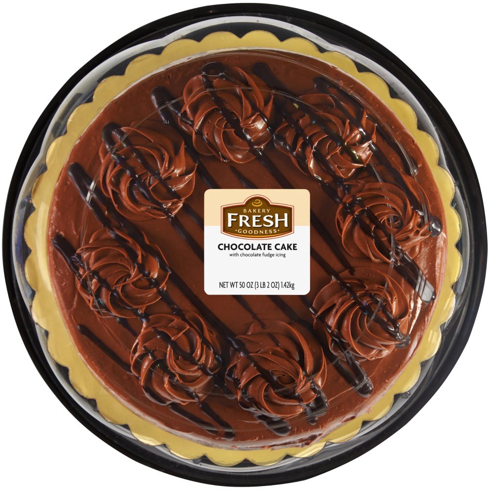 slide 1 of 4, Bakery Fresh Chocolate Cake With Chocolate Fudge Icing, 54 oz