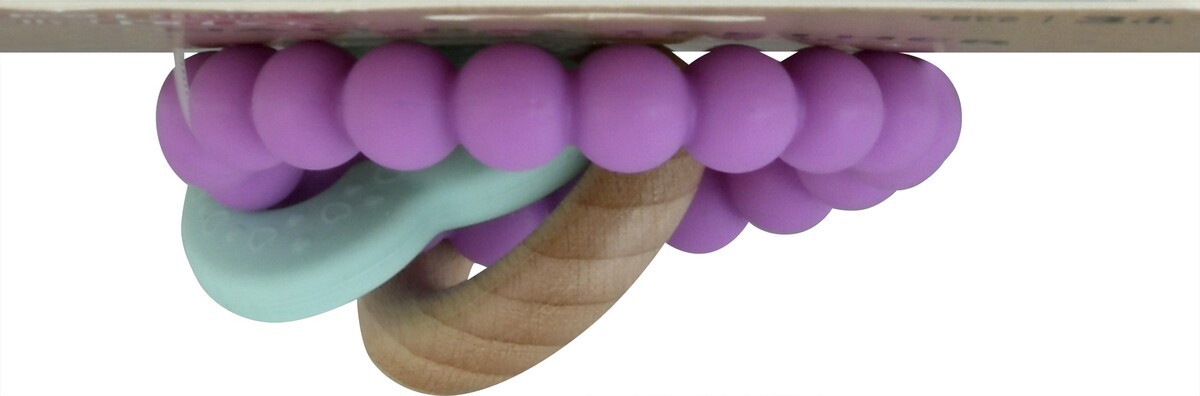slide 7 of 9, Nuby 3m+ Natural Wood + Silicone Teething Ring 1 ea, 1 ct