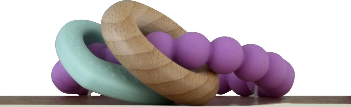 slide 4 of 9, Nuby 3m+ Natural Wood + Silicone Teething Ring 1 ea, 1 ct