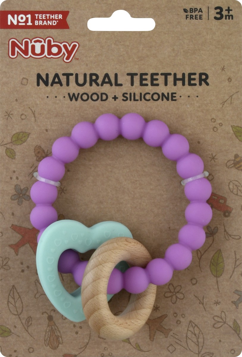 slide 5 of 9, Nuby 3m+ Natural Wood + Silicone Teething Ring 1 ea, 1 ct