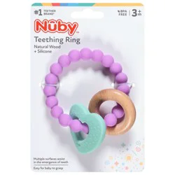 Nuby 3m+ Natural Wood + Silicone Teething Ring