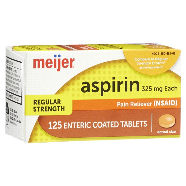 slide 24 of 29, Meijer Enteric Coated Aspirin, 325 mg, 125 ct