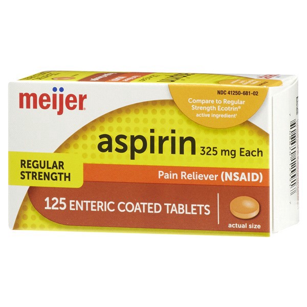 slide 8 of 29, Meijer Enteric Coated Aspirin, 325 mg, 125 ct