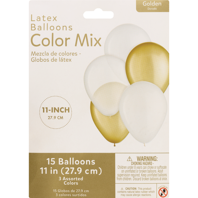 slide 1 of 1, AMSCAN Blln Ltx Gldn 11In 15Ct Mix, 1 ct