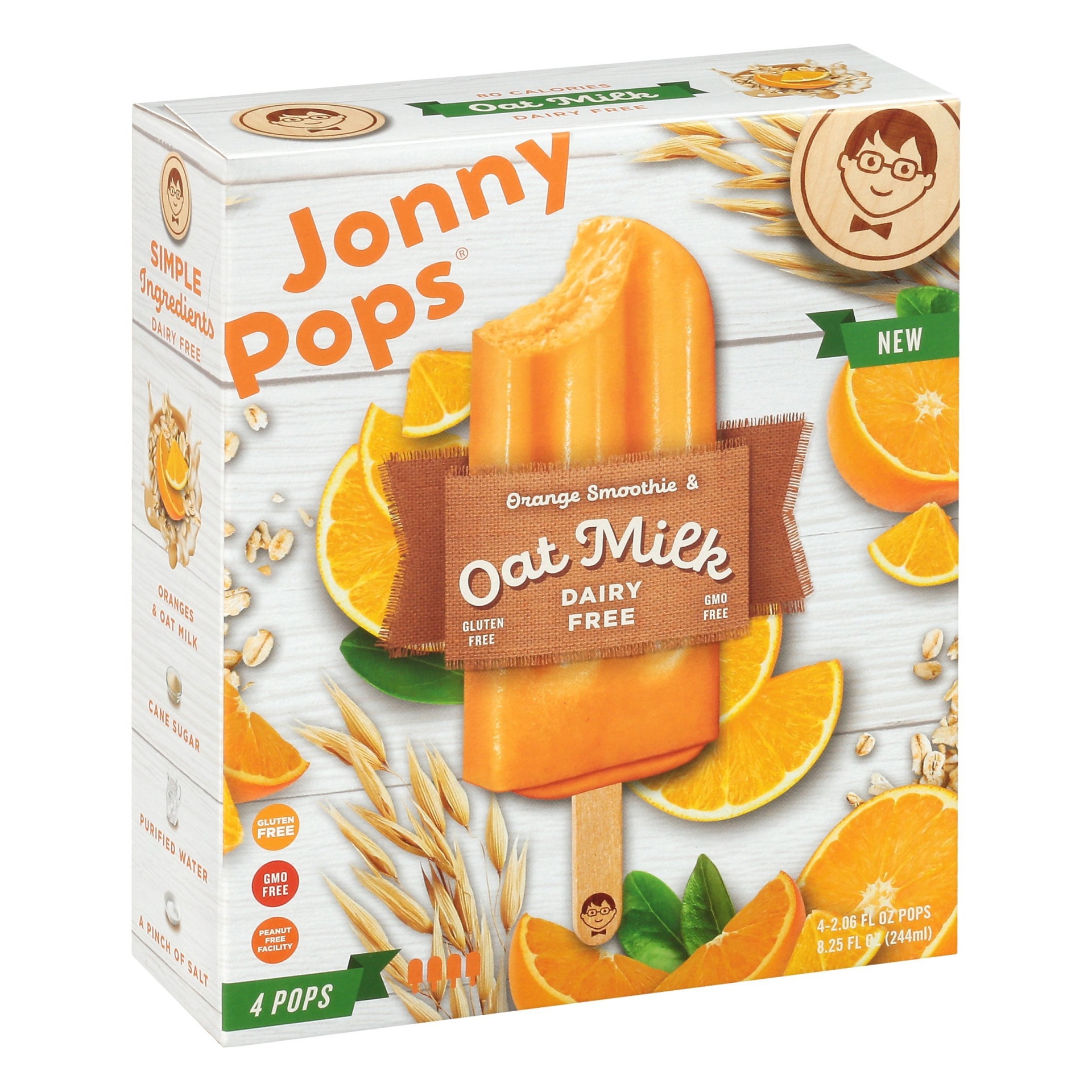 Jonny Pops Dairy Free Orange Smoothie & Oat Milk Ice Cream Bars 4 ct