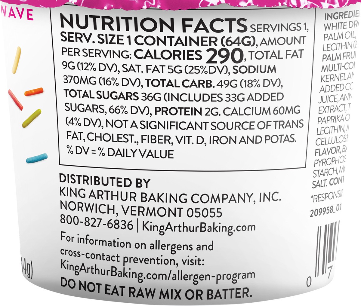 slide 5 of 8, King Arthur Gluten Free Confetti Cake Single Serve Cup, 2.25 oz