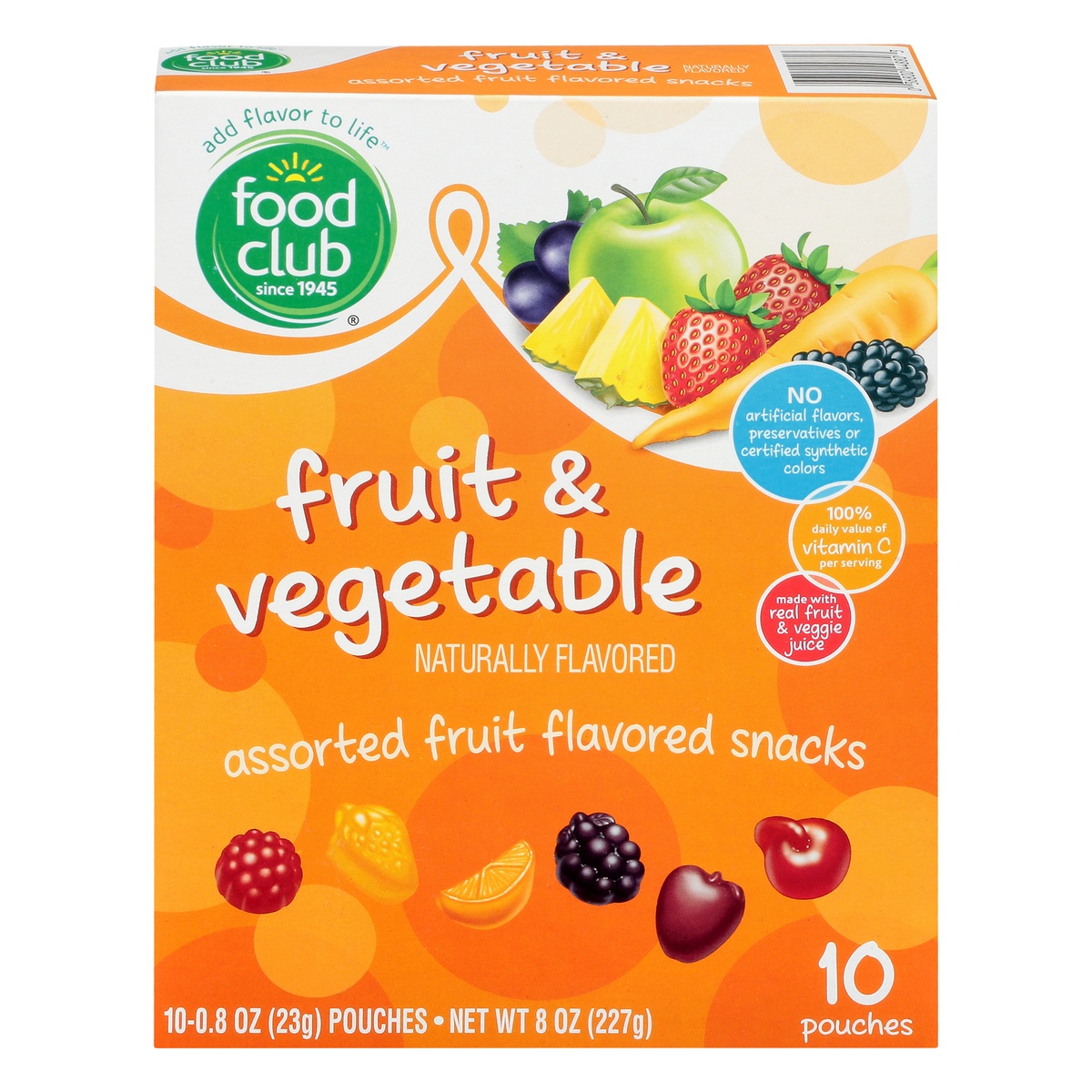 slide 1 of 10, Food Club Assorted Fruit & Vegetable Flavored Snacks, 10 ct