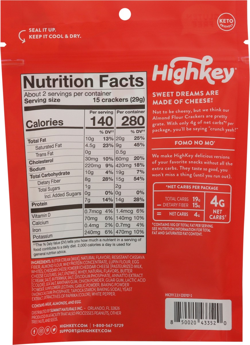 slide 8 of 9, HighKey Almond Flour Gluten Free Cheddar Crackers 2 oz, 2 oz