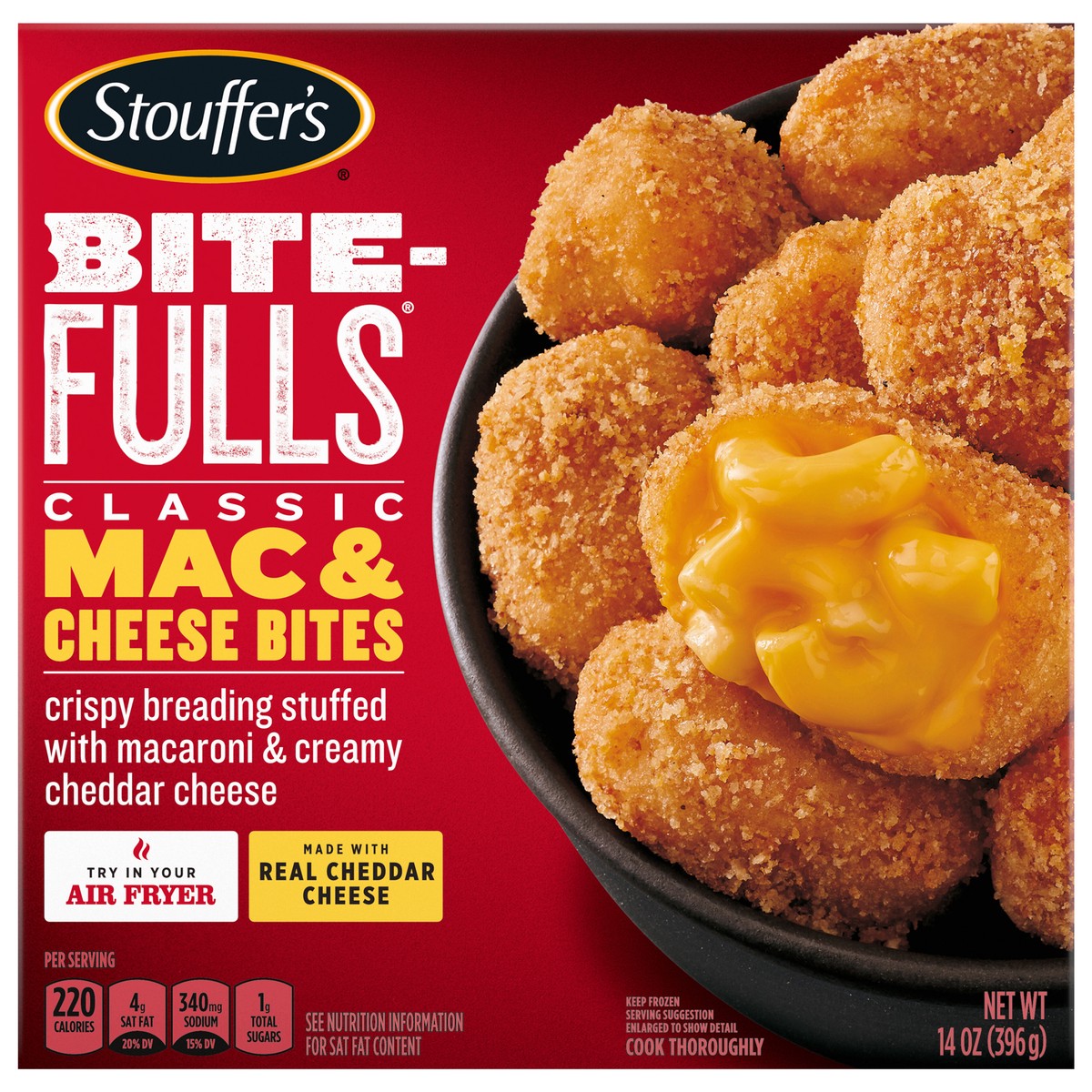 slide 1 of 9, Stouffer's Mac & Cheese Bites Frozen Appetizer 14 oz., 14 oz