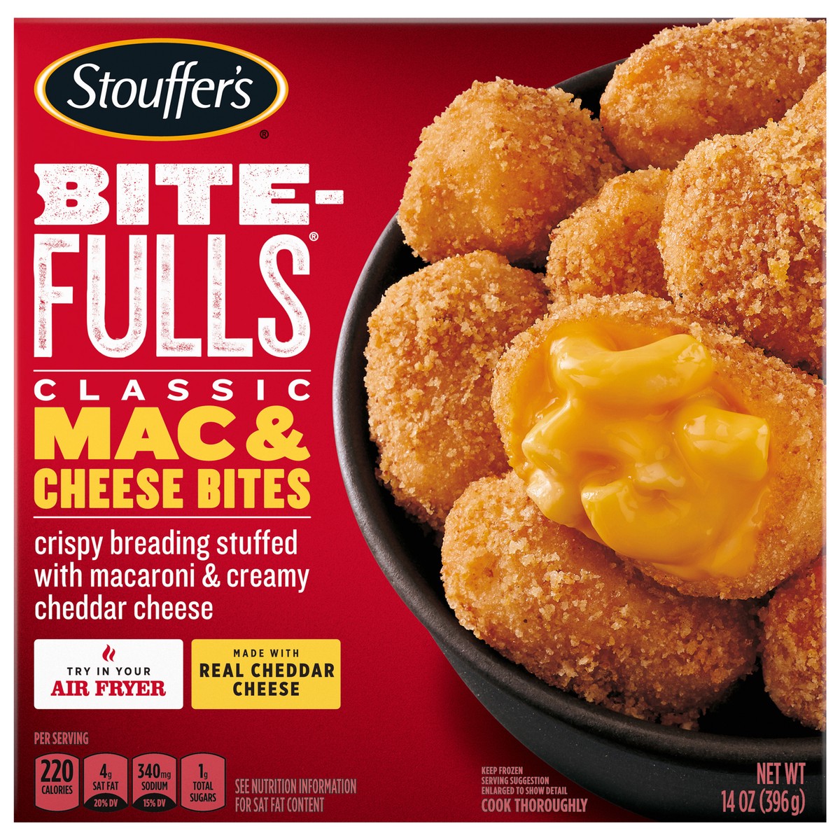 slide 1 of 9, Stouffer's Mac & Cheese Bites Frozen Appetizer, 14 oz